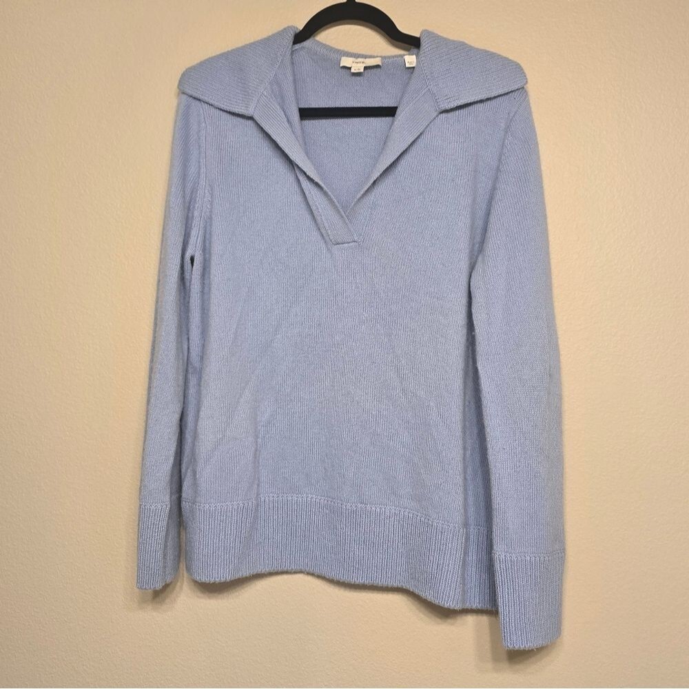 Vince Easy Johnny Collar Wool Blend Sweater Size XL Light Blue - Picture 4 of 6